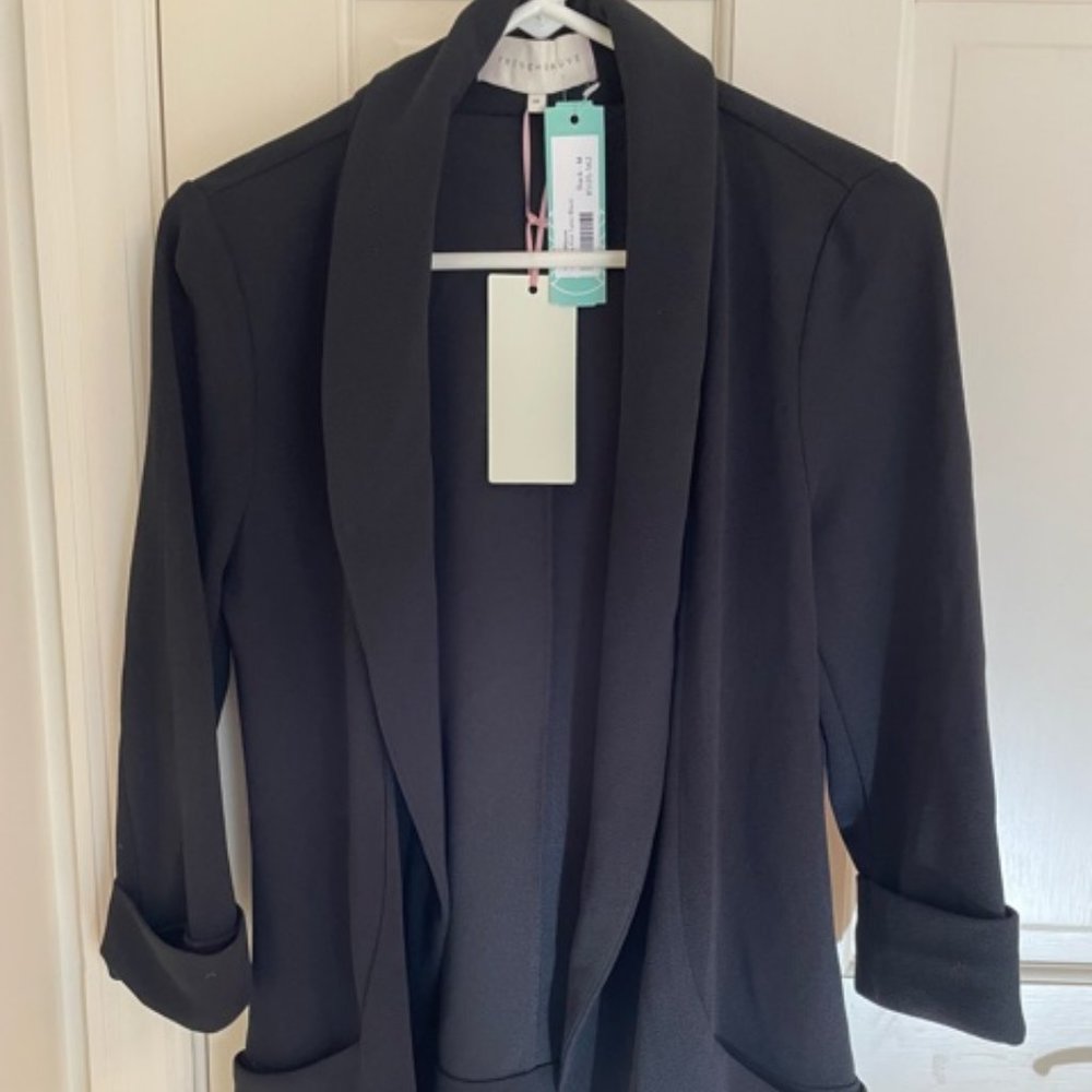 Black French Mauve Melanie Knit tunic blazer, size M